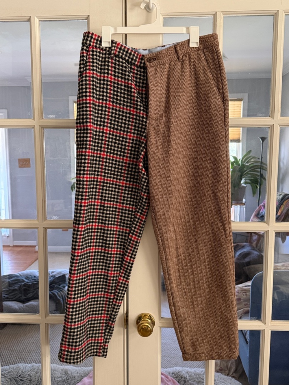 Rowing Blazers Two-Tone Reversible Men’s Trousers in Brown and Black/Red Plaid